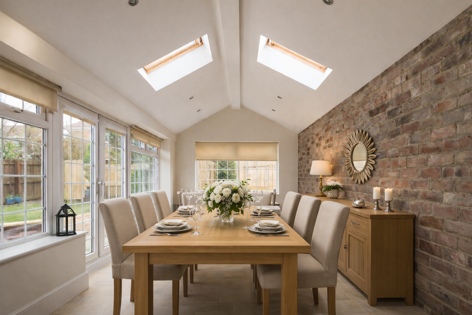 Conservatory as a relaxed dining space