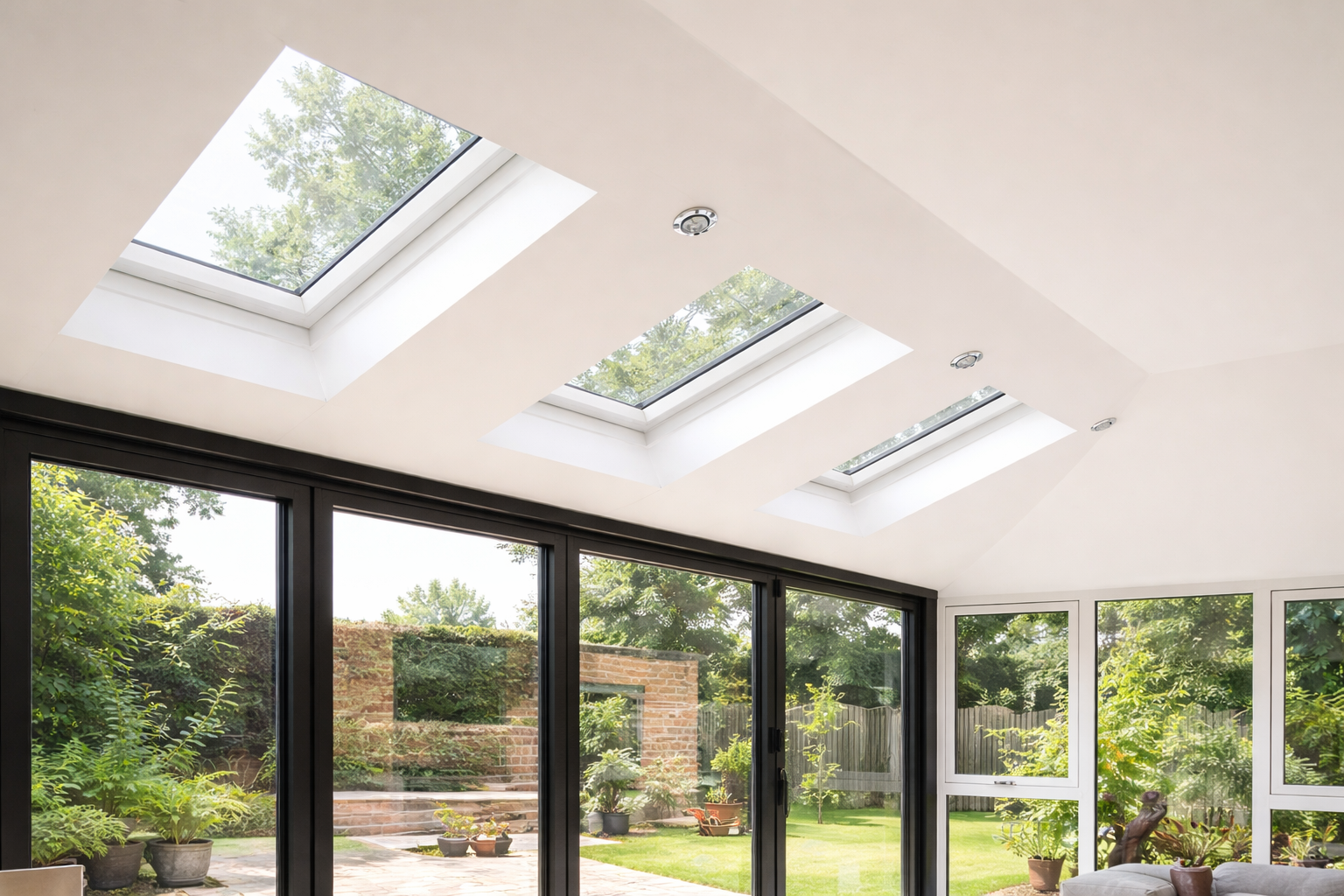Interior view of conservatory with VELUX window above